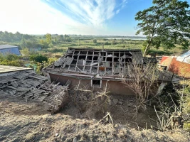 Село Кізомис на Херсонщині після російського обстрілу запалювальними снарядами 21 вересня 2023 року