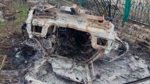 згоріла машина, обстріл Херсонщини