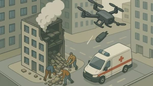 Обкладинка добірки рекомендацій для цивільного населення Херсона щодо захисту від
щоденних атак російських дронів