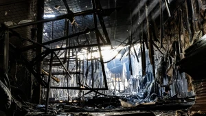 Спалене приміщення Нової пошти 