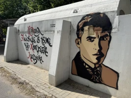 Мурал із зображенням Василя Стуса в Херсоні. Усі фото: Суспільне Херсон
