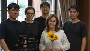 Генеральний продюсер Кім Дончжун, координаторка та перекладачка Тетяна Водяницька, режисер Ан Санмін, директорка Херсонського обласного художнього музею імені Олексія Шовкуненка Аліна Доценко, оператор-постановник Чхве Хонсок. Фото: Кім Санхун