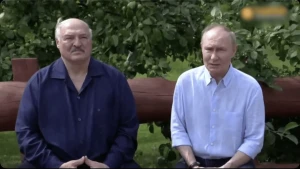 Скриншот зустрічі Путіна та Лукашенка 