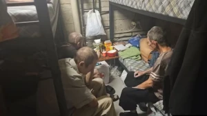 Приміщення, у якому перебувають українці у буферній зоні на грузинському кордоні