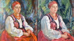 Картина Олексія Шовкуненка "Молодиця" та омаж Михайла Шаповаленка