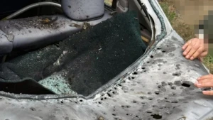 Пошкоджена машина після атаки дрона 18 жовтня