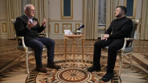 Журналіст Чеського радіо Йозеф Паздерка та Президент України Володимир Зеленський