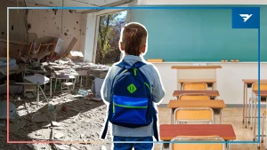 Колаж: Марія Вишинська/”Вгору”. Використані фото руйнувань школи у Великій Олександрівці/Dream та ілюстративні зображення/Сanva