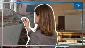 Колаж: Інна Юрченко, використані фото руйнувань херсонської школи, джерело ХОВА,  та ілюстративні зображення/Сanva