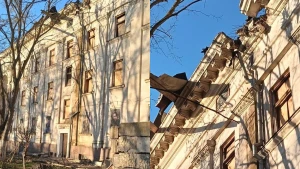 Наслідки обстрілів військами РФ Херсонського обласного академічного музично-драматичного театру імені Миколи Куліша. Фото: сторінка театру