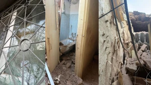 Пошкодження квартири у Корабельному районі Херсона внаслідок атаки військ РФ. Фото: Херсонська ОВА