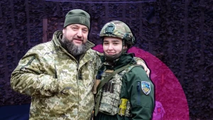 Катерина Лукомська з батьком. Колаж: hromadske