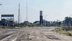 В’їзд до окупованого міста Олешки на Херсонщині. Джерело фото: Facebook / Дмитро Лубінець
