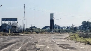 В’їзд до окупованого міста Олешки на Херсонщині. Джерело фото: Facebook / Дмитро Лубінець
