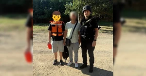 Евакуйована родина. Фото: поліція Херсонської області