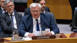 Андрій Сибіга під час виступу на засіданні Ради Безпеки ООН, 23 вересня 2026 року. Фото: МЗС