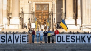 Акція на підтримку тимчасово окупованих Олешок на Херсонщині у Будапешті, вересень 2026 року. Українська асоціація «Єдність» / «Суспільне Херсон»