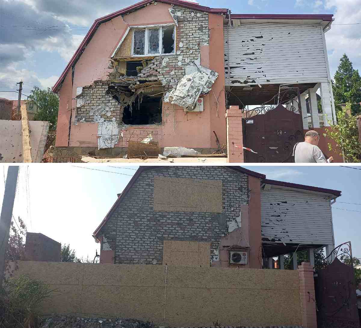 Будинок в Херсоні пошкоджений та відновлений