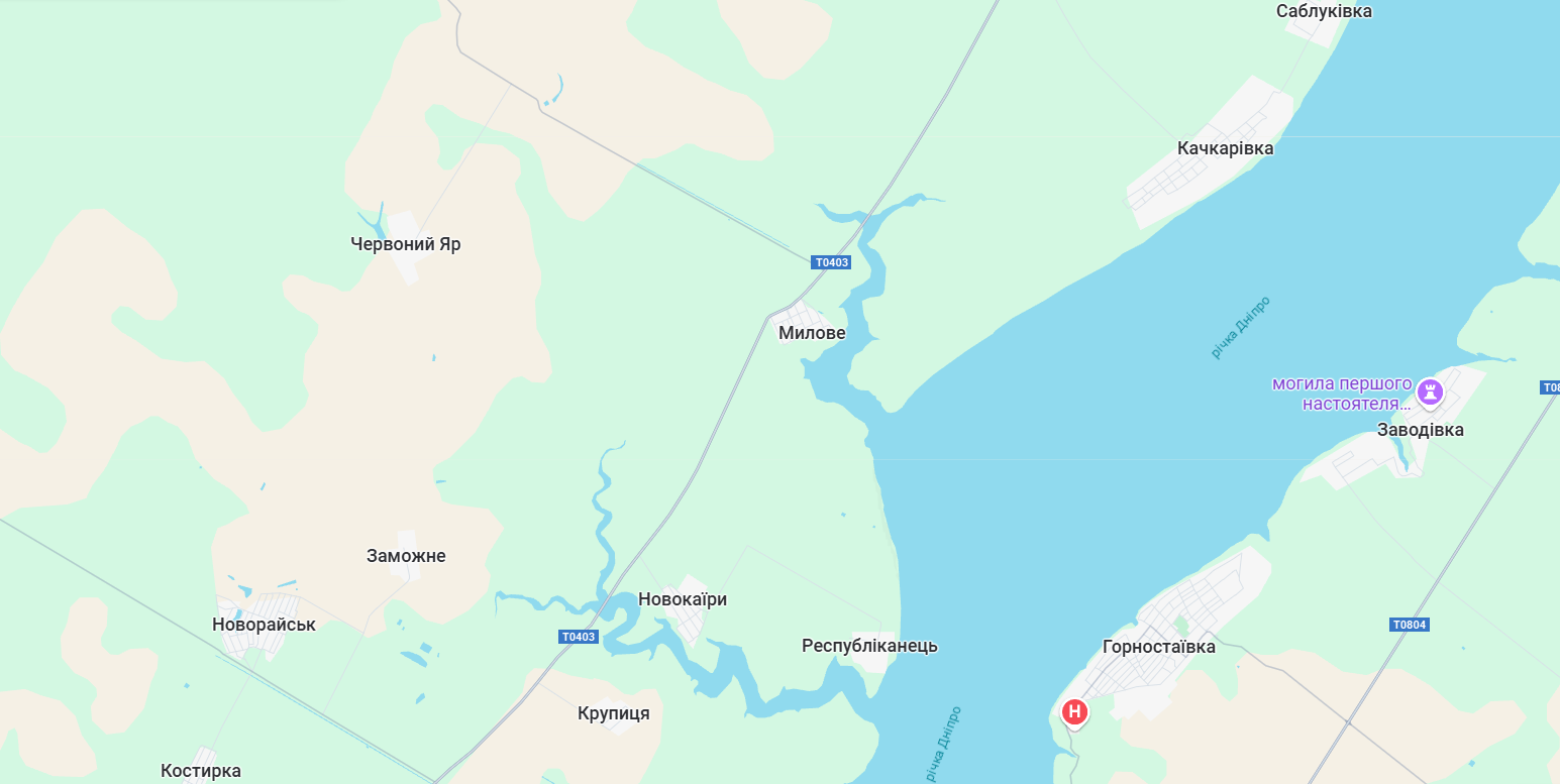 Село Милове на Google maps