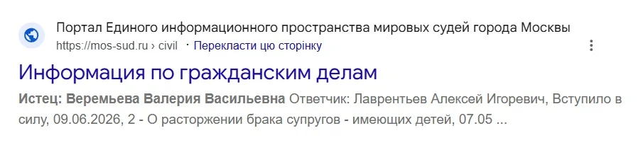 Інформація про розлучення