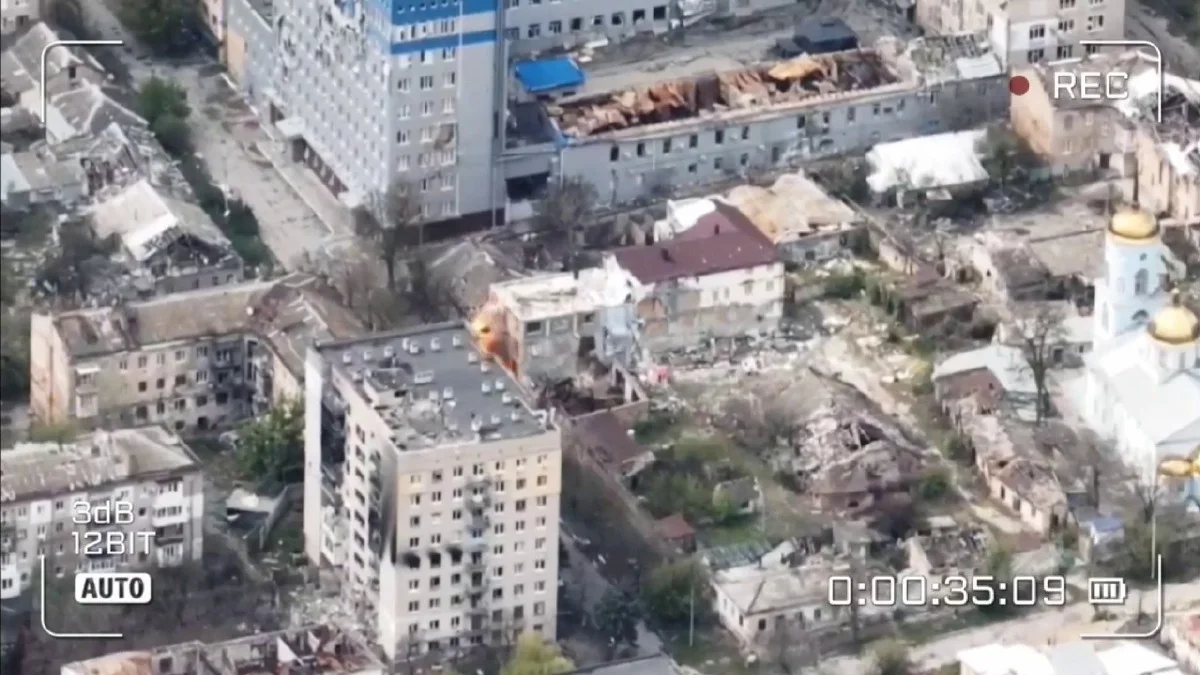 &laquo;Червона зона&raquo; Херсона. Стоп-кадр відео з російського дрона