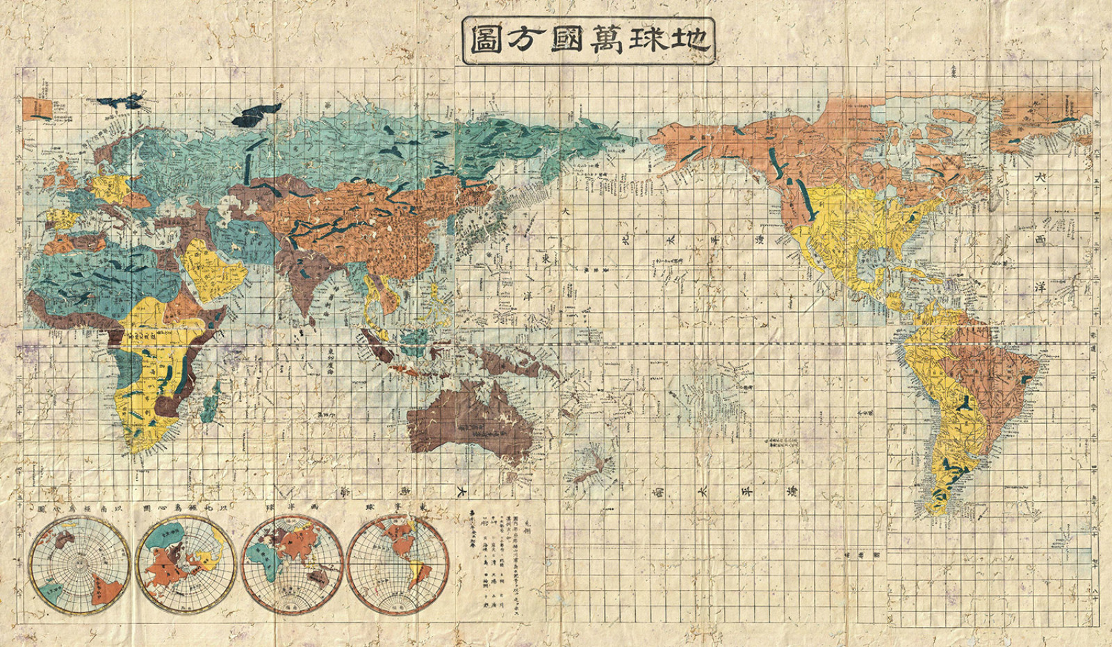 Карта, намальована в імператорській Японії в 1853 році з центром в Токіо